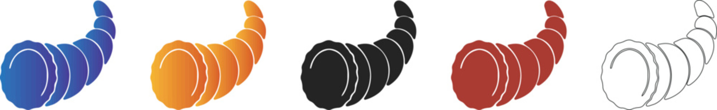 Cornucopia horn of plenty icon set