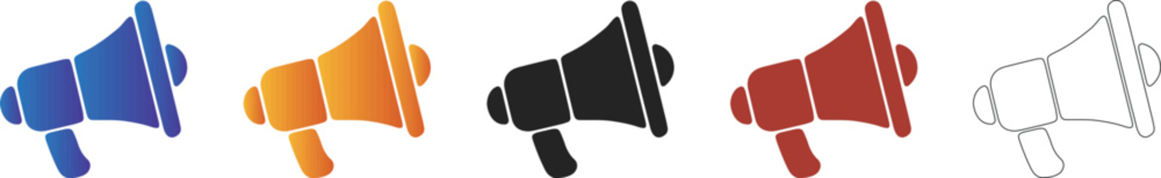 Megaphone promotion icon set