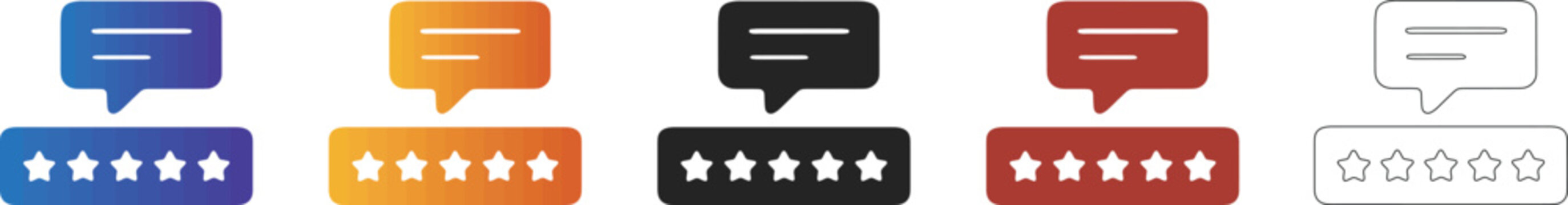 Five star rating speech bubble icon for customer feedback