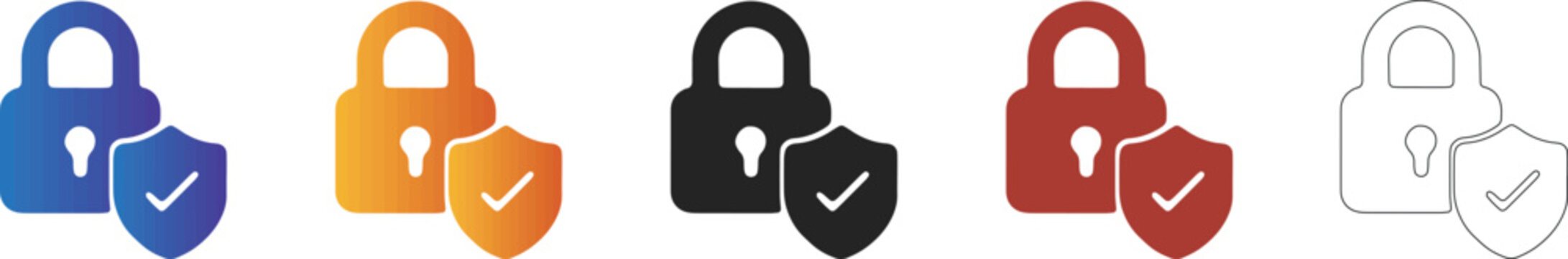 Secure lock with shield icon for digital data protection
