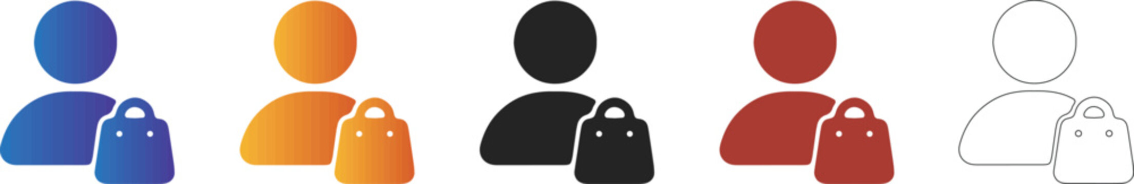 User profile with shopping bag icon for retail accounts
