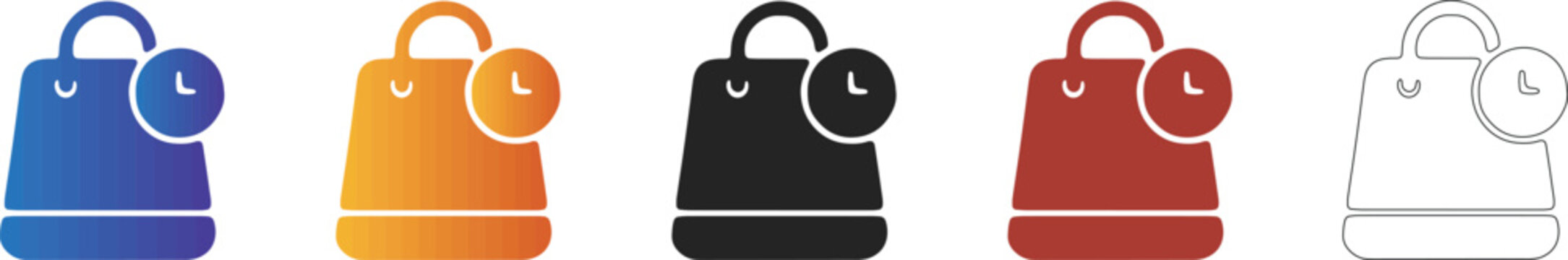 Shopping bag with clock icon for express order delivery