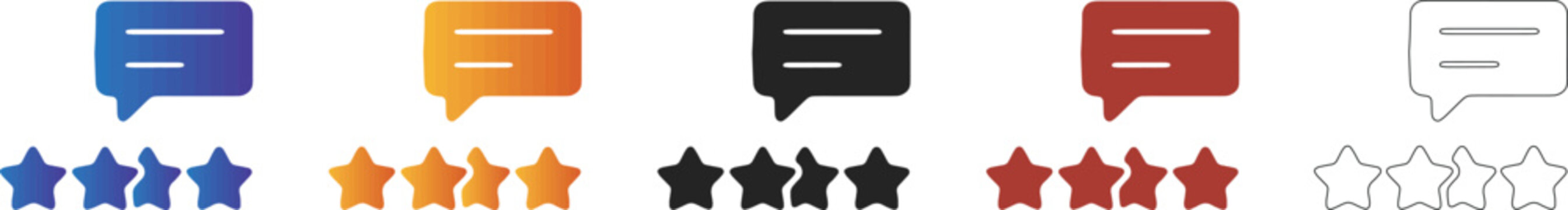 Four star rating speech bubble icon for customer reviews
