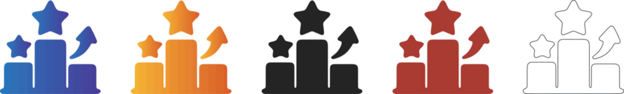 Podium with star icons for business performance ranking
