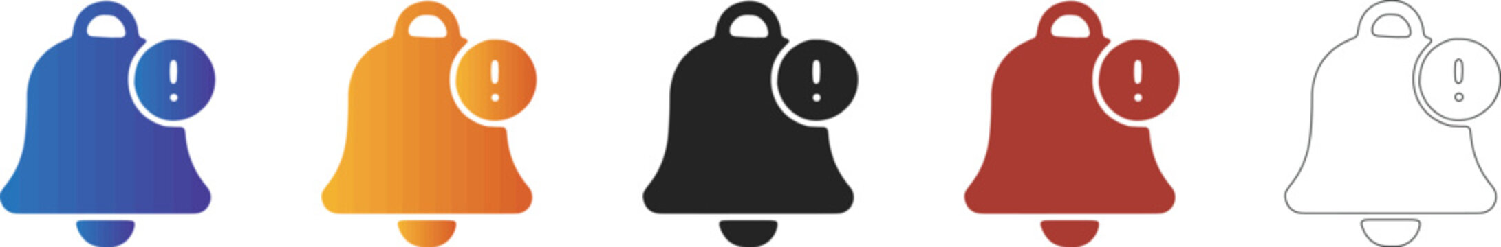 Notification bell with exclamation mark alert icon