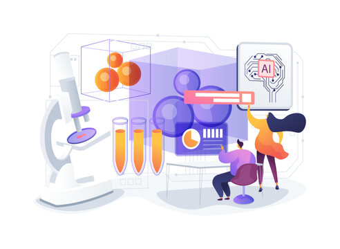 Virtual Chemistry Benchtop abstract concept vector illustration.