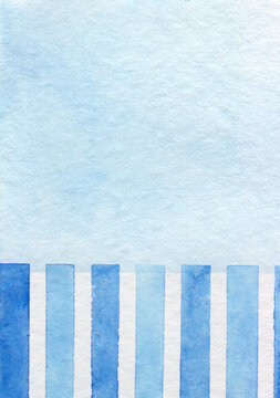 Blue watercolor abstract background with vertical stripes