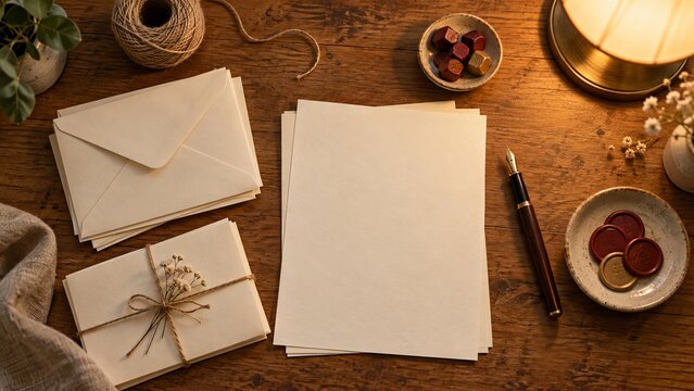 Letter Writing Set Arranged for a Quiet Evening at Home