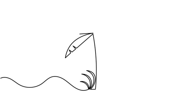 Animated of paradise palm tree sign continuous one line drawing on white background minimalist single art ideal for landscaping forest branch and island concept symbol animation video