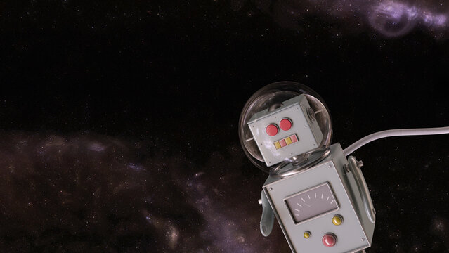 Robot in the universe, 3d rendering