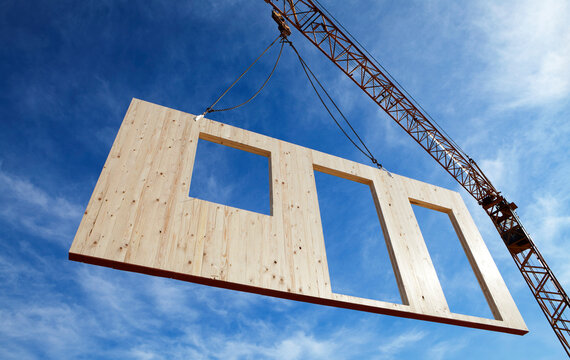 Austria, Cranes lifting Framing components