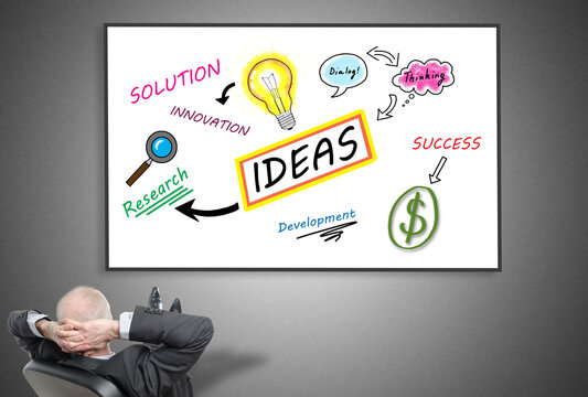 Businessman looking at ideas concept