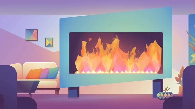 Animated fireplace with multiple screens contemporary