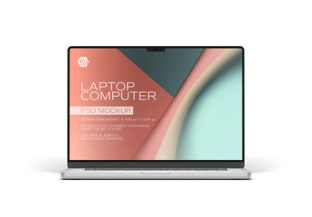 Modern Laptop Device Isolated on Transparent Background Mockup