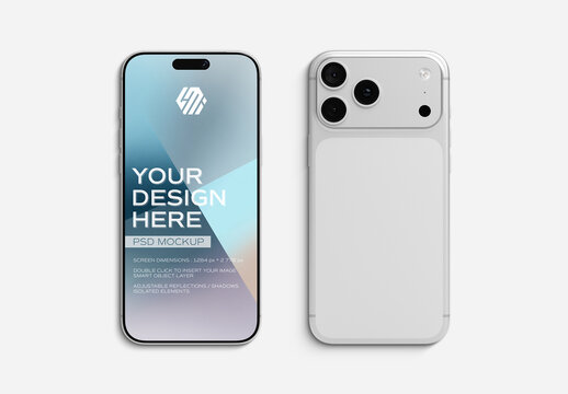 Two Editable Smartphones Isolated On White Background Mockup