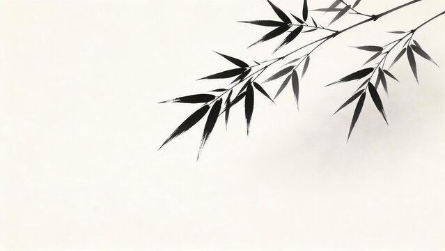 Ink wash bamboo with copy space, Chinese painting background

