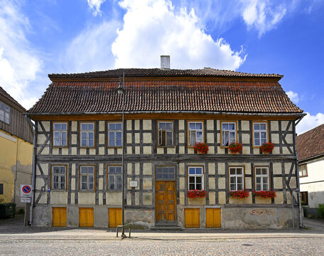 Kuldiga, Latvia - Old architecture in the city center. Kuldīga is a town in western Latvia. The town's historic center is inscribed on the UNESCO World Heritage List.