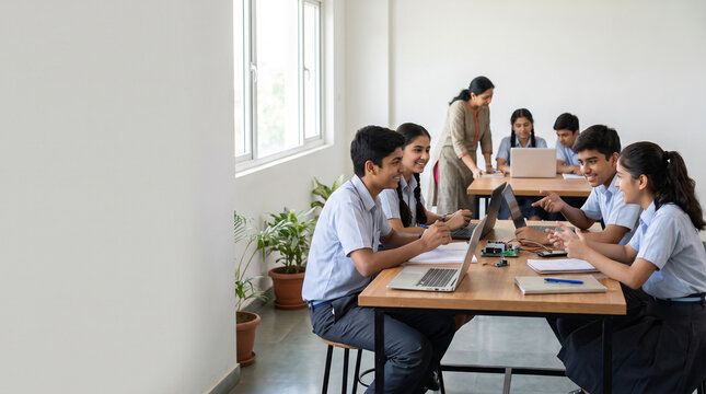 Teenagers Using Technology for Collaborative School Learning