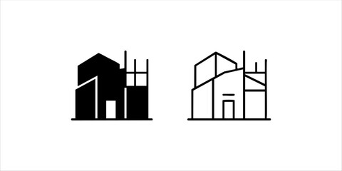Minimalist building construction site icon set, linear and glyph style, flat architectural symbol for renovation project management and engineering design, vector illustration isolated on white b © temastadnyk