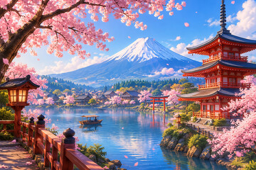 Obraz premium japanese garden in the morning
