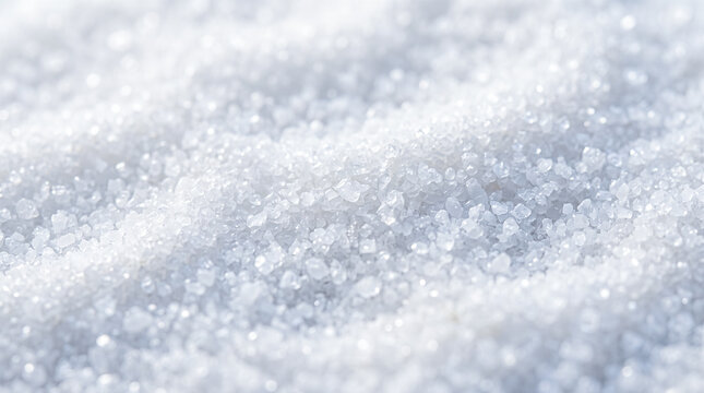 Coarse white sea salt crystals macro view piled granules pure natural seasoning mineral food spice cooking kitchen ingredient texture background