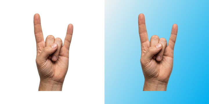 Rock and roll hand sign gesture showing metal horns