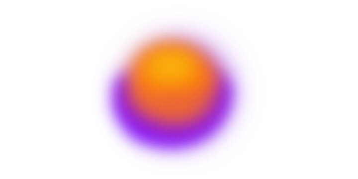 Abstract neon gradient glow with orange center and vibrant purple-blue halo, isolated as a PNG element on transparent background
