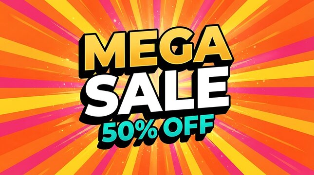 Mega sale 50% off promotional banner design
