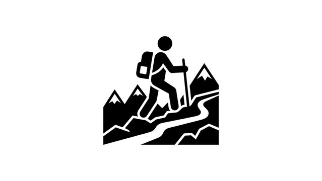 Minimalist Hiking Glyph Icon Graphic