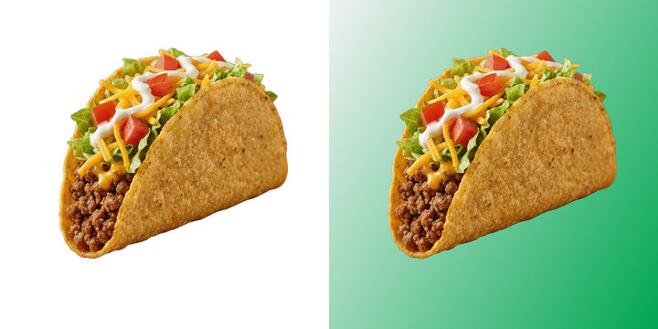 Crispy hard shell beef taco with cheese and lettuce