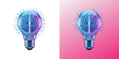 Artificial intelligence brain circuit light bulb digital concept illustration © Design Helbox