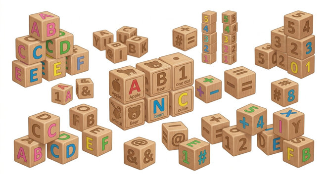 Wooden Alphabet Blocks Collection