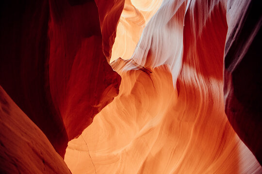 Colorful sandstone walls of antelope canyon in Navajo Land, Arizona
