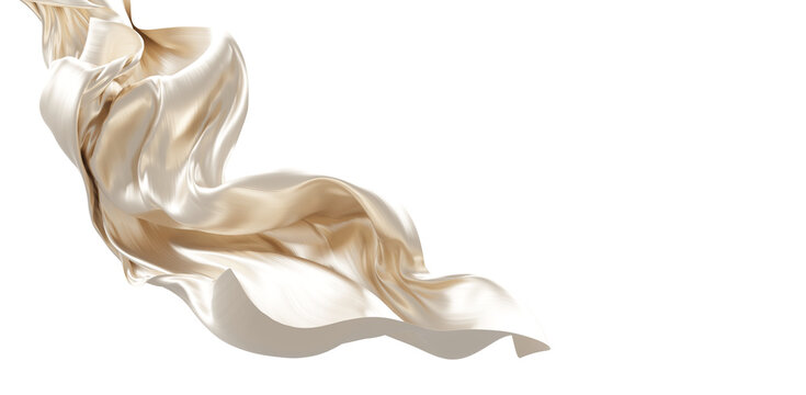 Luxury pearl fabric flowing isolated on transparent background with copy space 3D render