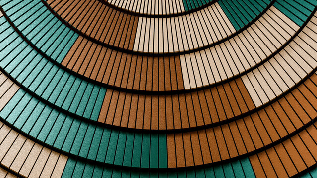 Abstract concentric circles pattern with textured stripes