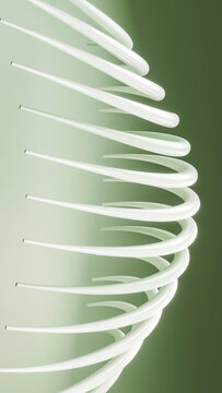White spiral curve twisting with green background in modern design