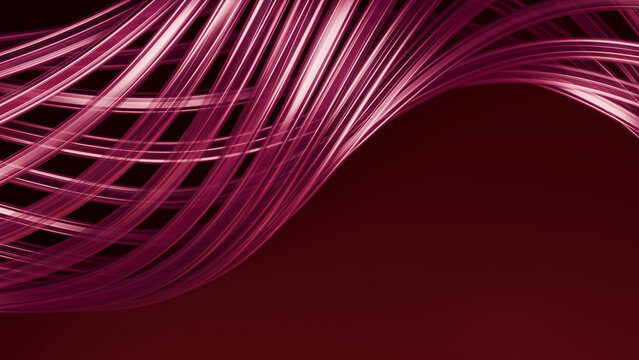 Abstract flowing pink strands over dark red background with dynamic