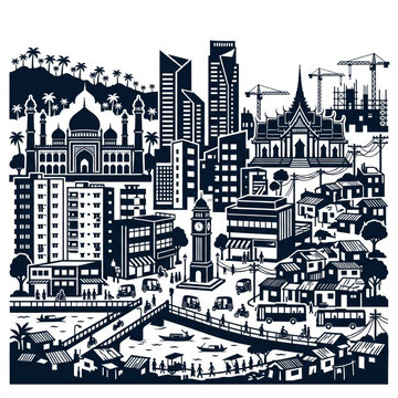 sketch of city street