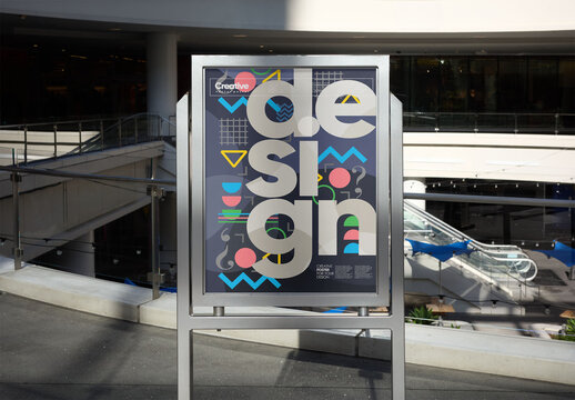 Mockup Template of Poster Stand in Shopping Mall