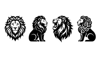 Fototapeta premium Black Lion Silhouette Emblem Collection Majestic Wildlife Vector Set