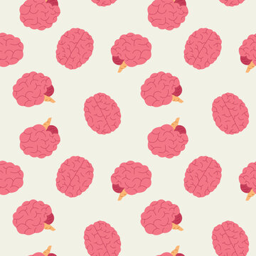 brain seamlesss pattern, mental health, care, psychology, and knowledge- vector illustration
