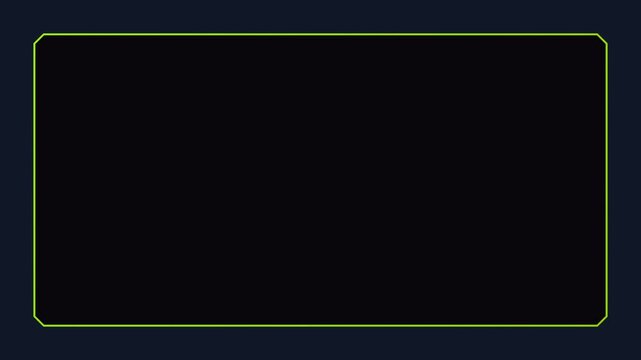 Animated webcam overlay border frame with dynamic color transition from vibrant yellow to electric green, perfect for live streaming, gaming, and online content creators.