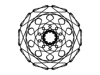 Fototapeta premium Intricate circular floral ornament with looping lines and geometric shapes is displayed on transparent background circularity design pattern loops interwoven