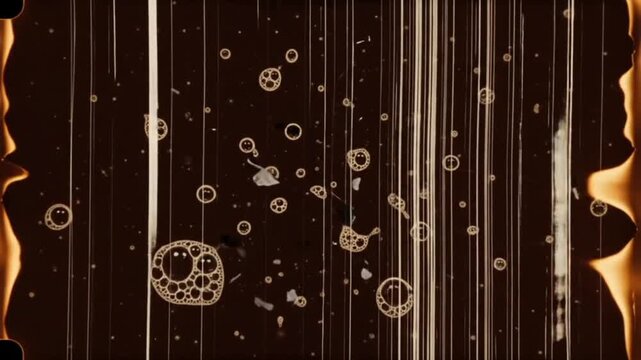Decaying Nitrate Film Texture Overlay with Heat Bubbles, Amber Burnt Edges, Ash Particles and Heavy Scratches, Retro Loop 4K
