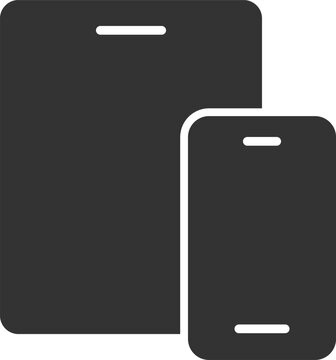 Smartphone phone and tablet mobile devices as responsive electronics web technology solid bold simple graphic illustration, ross platform resizable ui interface element sign symbol image clip art 
