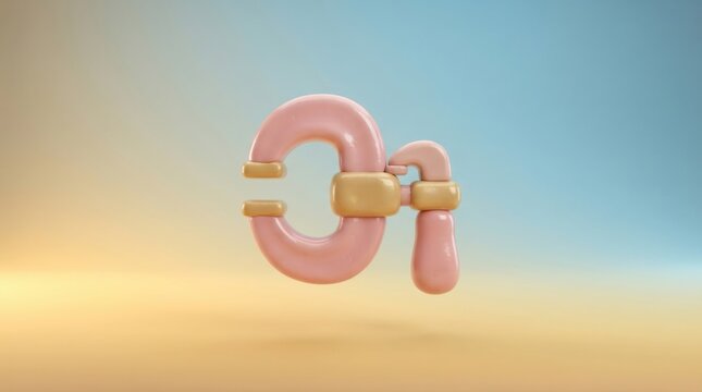 3D render of a stylized pink and gold clamp icon isolated on a soft gradient background for modern