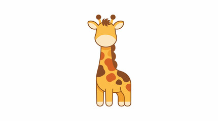 A stylized giraffe illustration features a flat design with orange and brown spots against a white background giraffidae animal mammal wildlife savannah © drseaea09