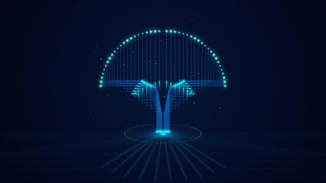 Glowing Digital AI Circuit Tree Concept Loop