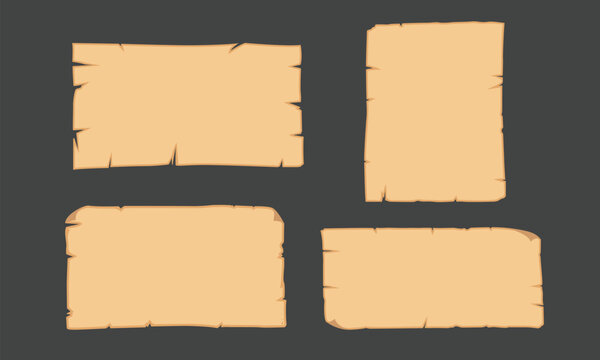 Set old vintage and aged parchment blank paper vector