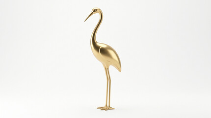 Obraz premium Elegant Golden Crane Sculpture Isolated on White Background